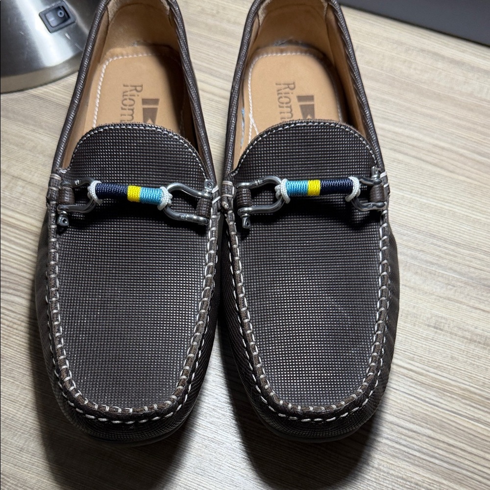 Riomar Brown Men's Slip-On Bit Loafers by Romano Uomo - Textured Driving Style